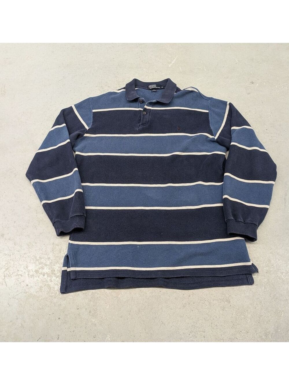 Vintage Polo Ralph Lauren Blue Two Tone Rugby Sweater USA